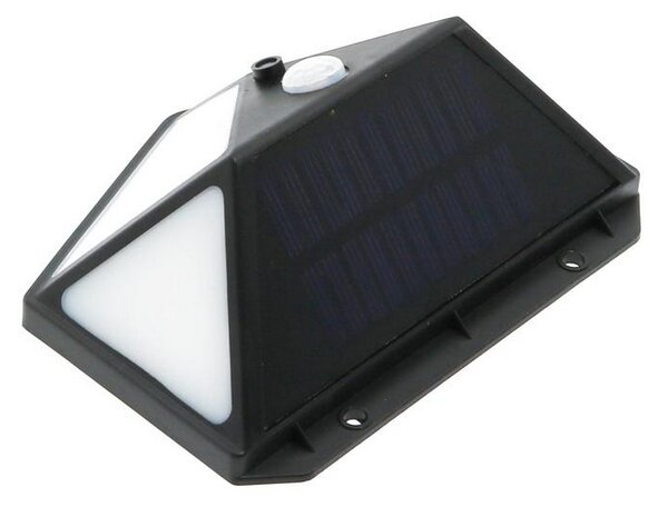 Applique Led 10W Nero con pannello solare IP44 Bianco neutro 4500K con sensore crepuscolare e di movimento M LEDME