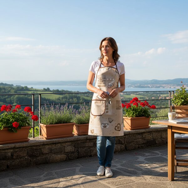 Grembiule da cucina cuori beige Made in Italy