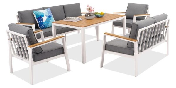 Zakintos Apetito 7 set in alluminio bianco Garden Point