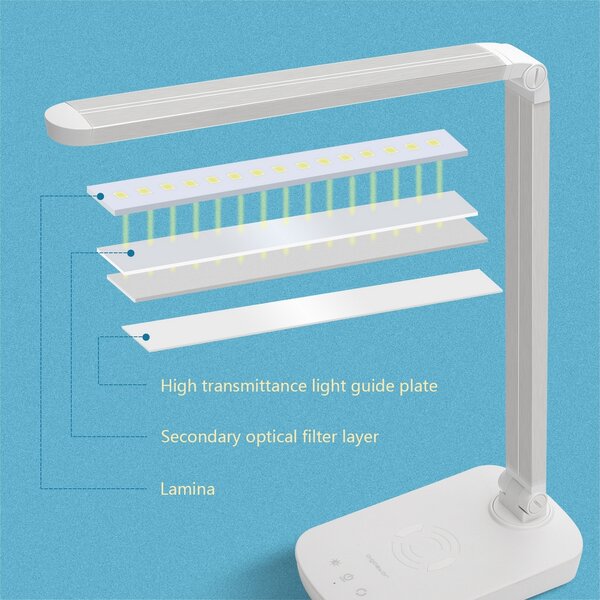 Lampada da tavolo Led Bianca 5W con ricarica wireless e USB Dimmerabile con temperatura colore regolabile Aigostar