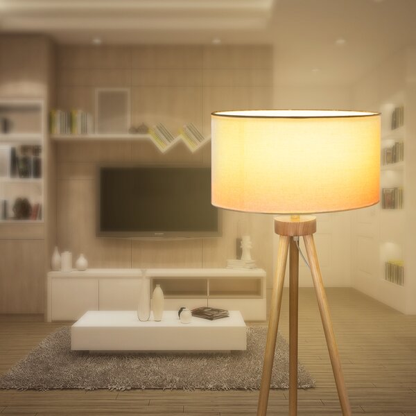 Lampada da terra a piantana Wood in legno e bianca E27 Aigostar