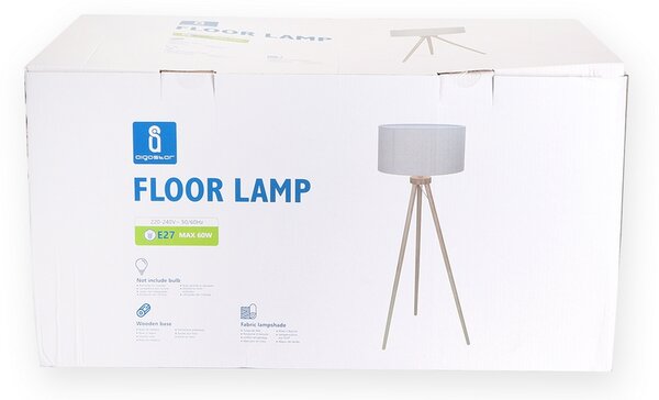 Lampada da terra a piantana Wood in legno e bianca E27 Aigostar