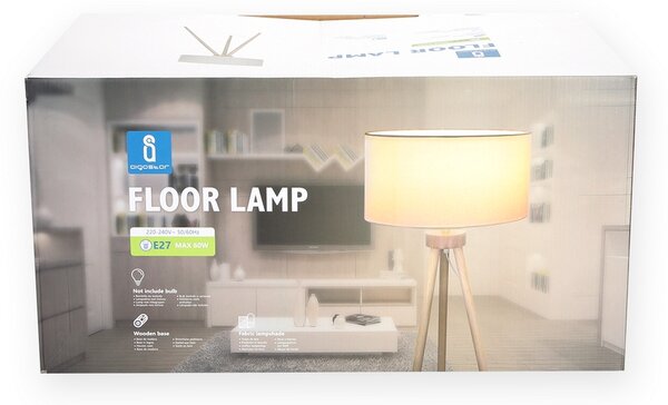 Lampada da terra a piantana Wood in legno e bianca E27 Aigostar