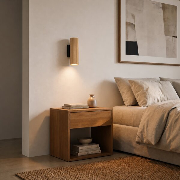 Applique da parete Lindby, Stralino, dimmerabile, Legno, Soggiorno, Legno, Moderno
