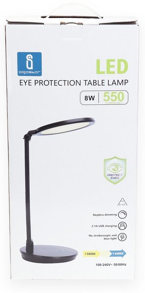 Lampada da tavolo Led Circle Nera 8W con ricarica USB Dimmerabile con temperatura colore regolabile Aigostar