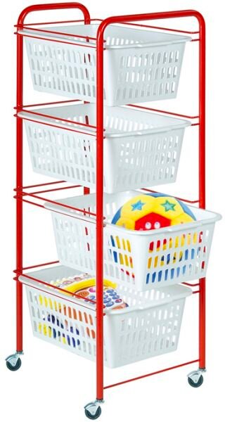 Artex Carrello Cucina Portafrutta Portatutto Multiuso in Plastica/Metallo Dimensioni 32x38x86 cm colore Rosso/Bianco - Siena