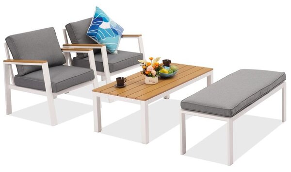 Zakintos Set di mobili da terrazza con panca bianco Garden Point