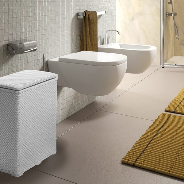 GEDY Cesto Portabiancheria Contenitore Bucato Sporco in Plastica Dimensione 28x50x55h cm colore Bianco - 203802