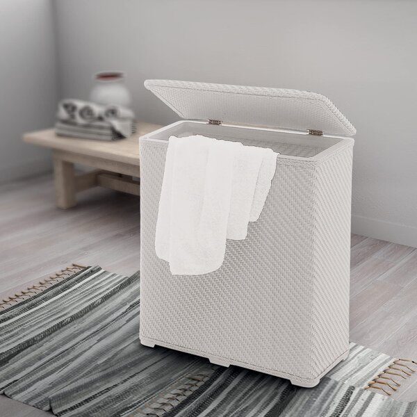 GEDY Cesto Portabiancheria Contenitore Bucato Sporco in Plastica Dimensione 28x50x55h cm colore Bianco - 203802