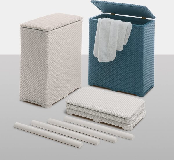 GEDY Cesto Portabiancheria Contenitore Bucato Sporco in Plastica Dimensione 28x50x55h cm colore Bianco - 203802