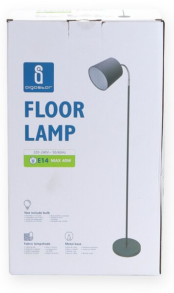 Lampada da terra a piantana Thin Grigia E14 Aigostar