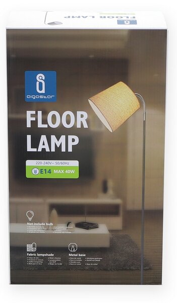 Lampada da terra a piantana Thin Grigia E14 Aigostar