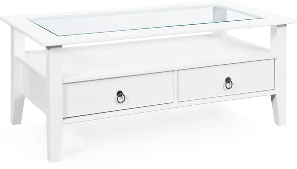 Tavolino Inter Link Provence 2 cassetti vetro pino massiccio laccato bianco