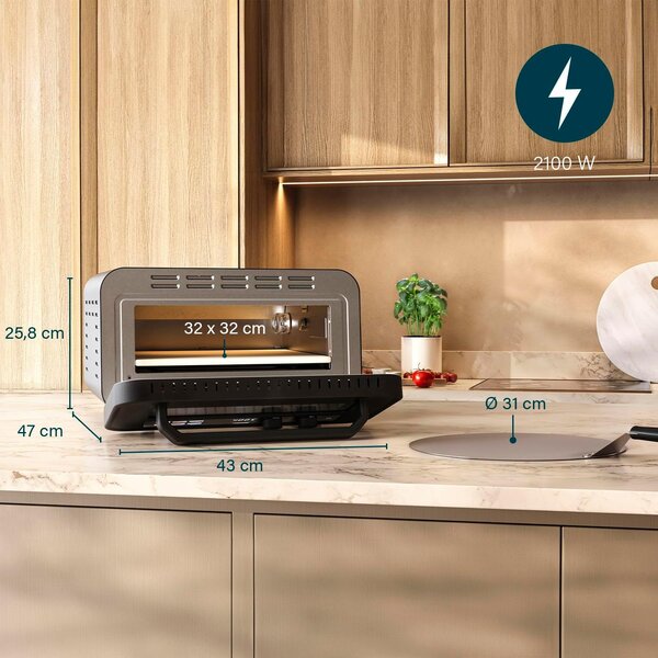 PRINCESS Forno per Pizza elettrico Potenza 2100 Watt Max 400C con Timer - 112780