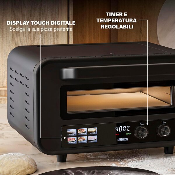 PRINCESS Forno per Pizza elettrico Potenza 2100 Watt Max 400C con Timer - 112780
