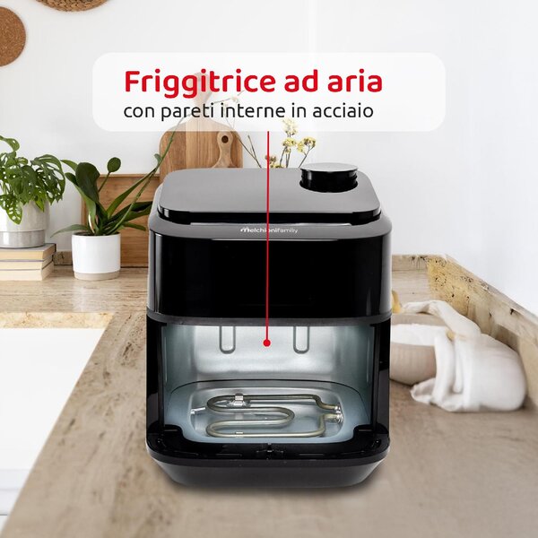 Melchioni Friggitrice ad Aria Capacit 6.5 Litri Potenza 1700 Watt con Timer colore Nero - 118340037 Chiara