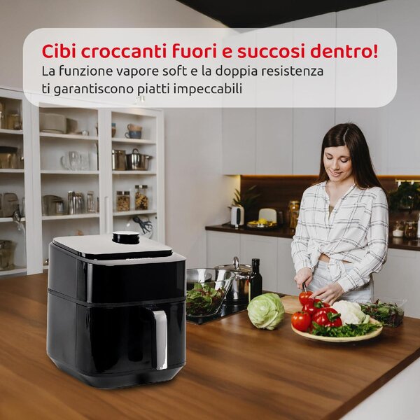 Melchioni Friggitrice ad Aria Capacit 6.5 Litri Potenza 1700 Watt con Timer colore Nero - 118340037 Chiara