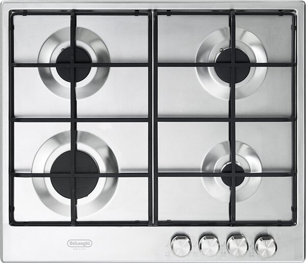 De Longhi Piano Cottura 4 Fuochi a gas da Incasso Larghezza 60 cm colore Inox - SLF4R60LX