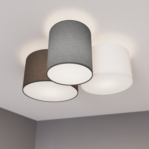Plafoniera Lindby, Laurenz, dimmerabile, Grigio, Soggiorno, Tessuto / Tessile, Moderno