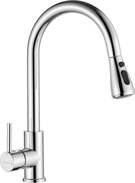 Rubinetto da cucina con funzione di risparmio idrico, cromato-argento, cucina