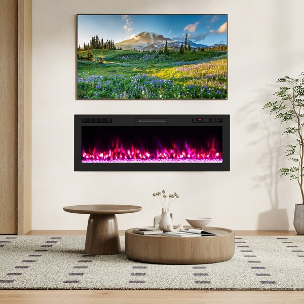 Costway Caminetto elettrico smart WiFi con 12 colori per la fiamma, Riscaldatore da 750W/1500W con telecomando/App