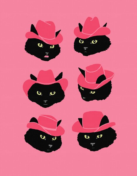 Illustrazione Marcy the Cowgirl Cat, Anyone Can Yeehaw, (30 x 40 cm)