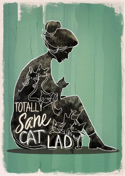 Illustrazione Totally Sane Cat Lady, Andreas Magnusson, (30 x 40 cm)