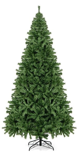 Costway Albero di Natale con aghi in PVC struttura con cerniere base di metallo, Albero di Natale non illuminato 225cm