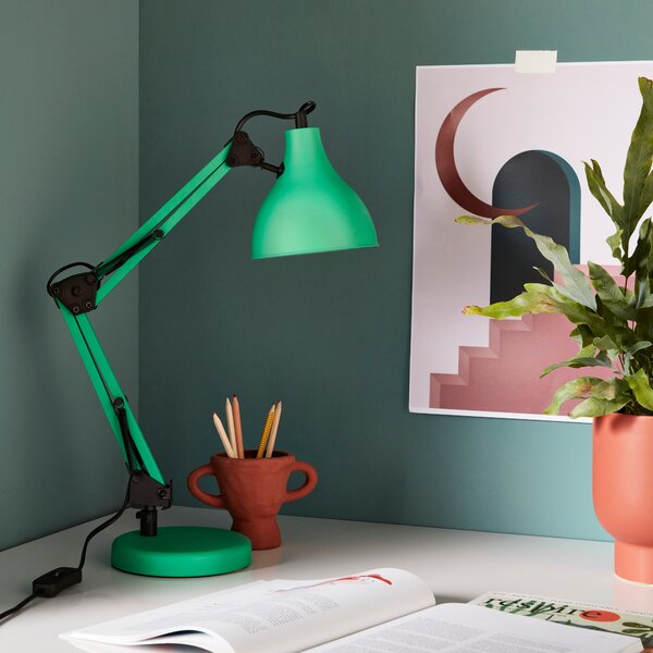 Lampada da scrivania pop Ennis verde, in ferro, INSPIRE
