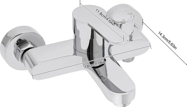 Rubinetto da lavabo, a parete, monocomando, superficie cromata, argento