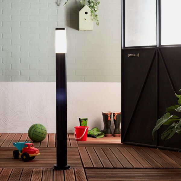 Lampione da giardino Travis H100 cm, E27 in inox, nero IP44 INSPIRE