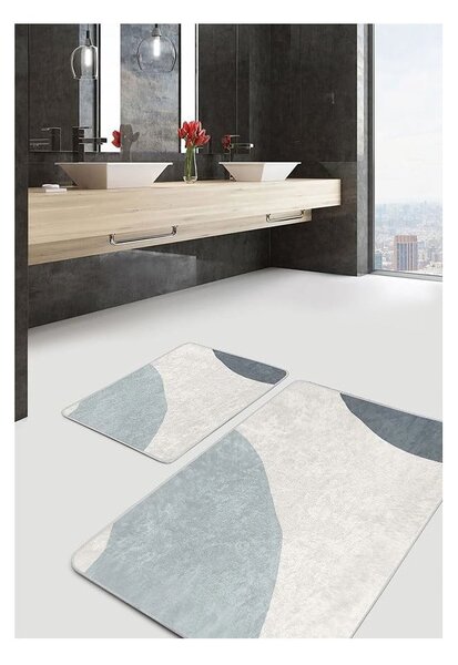 Set di tappetini per il bagno in velluto grigi/crema 2 pz 60x100 cm Abstract Shapes – Mila Home