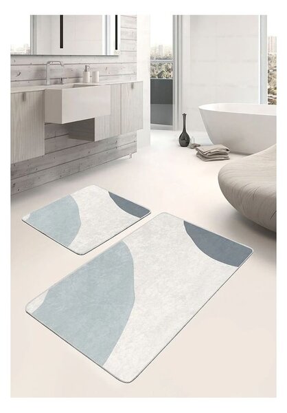 Set di tappetini per il bagno in velluto grigi/crema 2 pz 60x100 cm Abstract Shapes – Mila Home