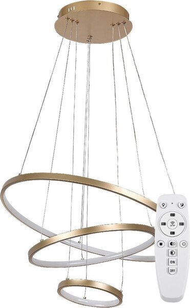 Rabalux Lampada a sospensione LED dorata Beliza 600 mm 90 W CCT con telecomando 72349