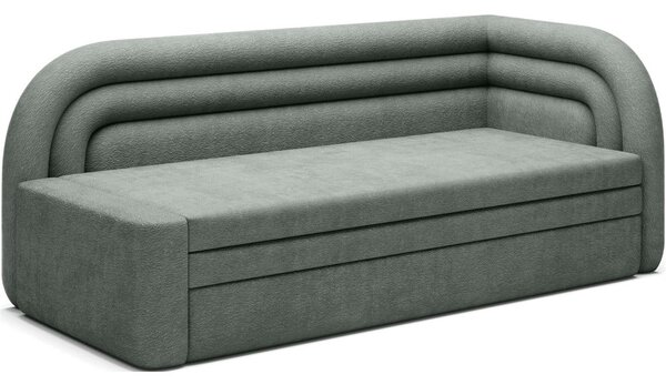 Divano verde allungabile/con contenitore con penisola a destra e rivestimento in ciniglia 223 cm Fabillo – ELTAP