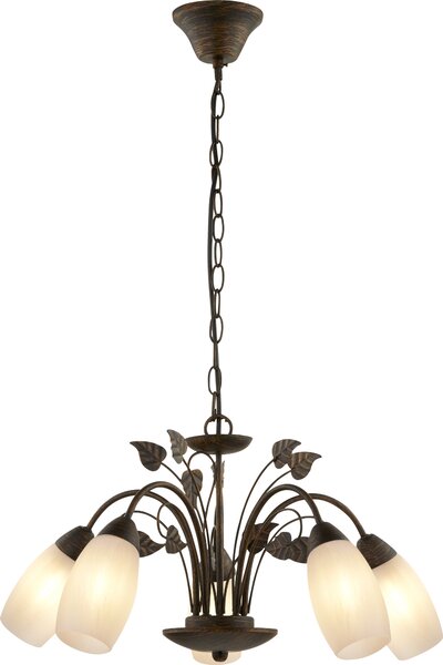 Lampada a sospensione NOWA, metallo color ruggine, vetro, diametro: 500 mm, altezza: 1500 mm, esclusa lampadina: 5 x E14 40W 230V