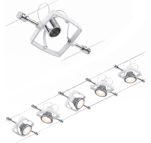 Paulmann 94134 - SET 5x GU5,3/10W Sistema a cavo completo MAC 230V bianco