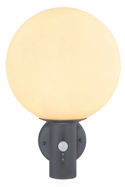 Globo Applique da esterno Ossy, antracite/bianco, con sensore, IP44, E27 Ossy, Alluminio / Grigio / Zincato, Vetro, Applique da esterni