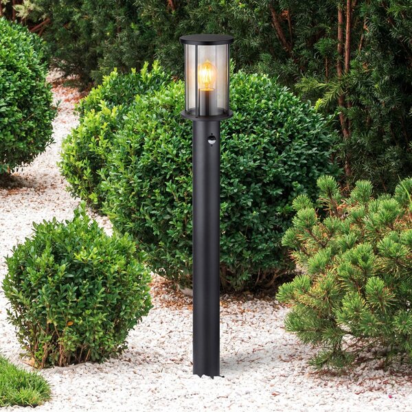 Globo Lampione Gracey, nero, con sensore, 100 cm, IP54, E27 dimmerabile, Nero, Metallo