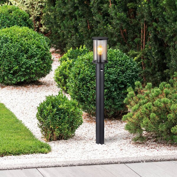 Globo Lampione Gracey, nero, con sensore, 100 cm, IP54, E27 dimmerabile, Nero, Metallo