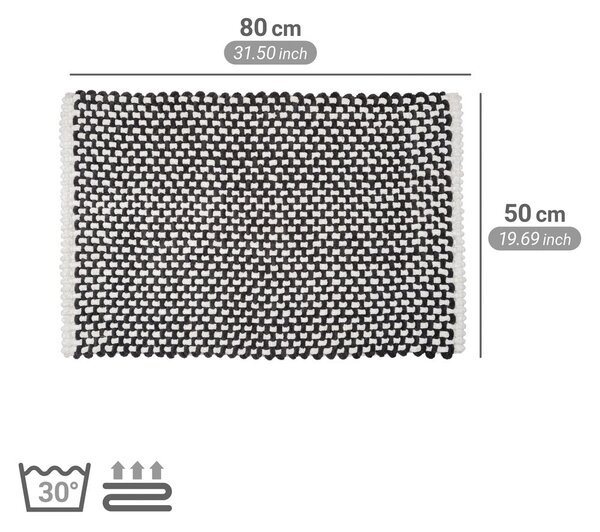 Tappetino per il bagno bianco e nero in tessuto 50x80 cm Covelo – Wenko