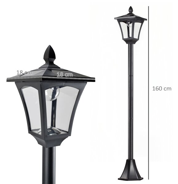 Outsunny Set 2 Lampioncini Solari da Esterno Impermeabili IP44, 18x18x160cm, Nero | Aosom Italy