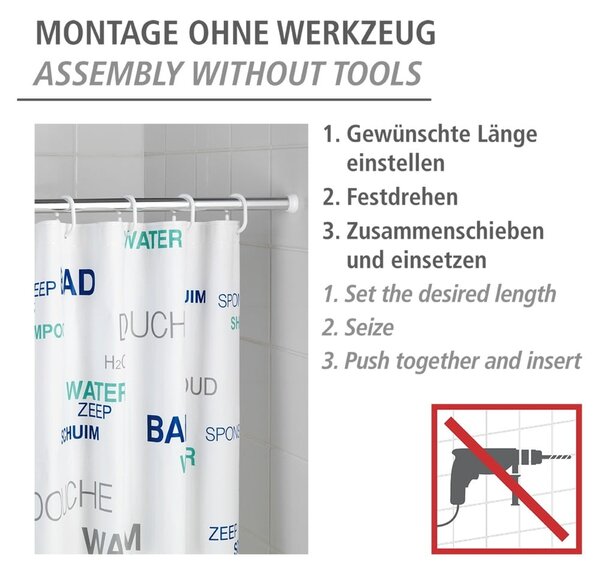 Asta per tenda da doccia color argento lucido 110 - 185 cm – Wenko