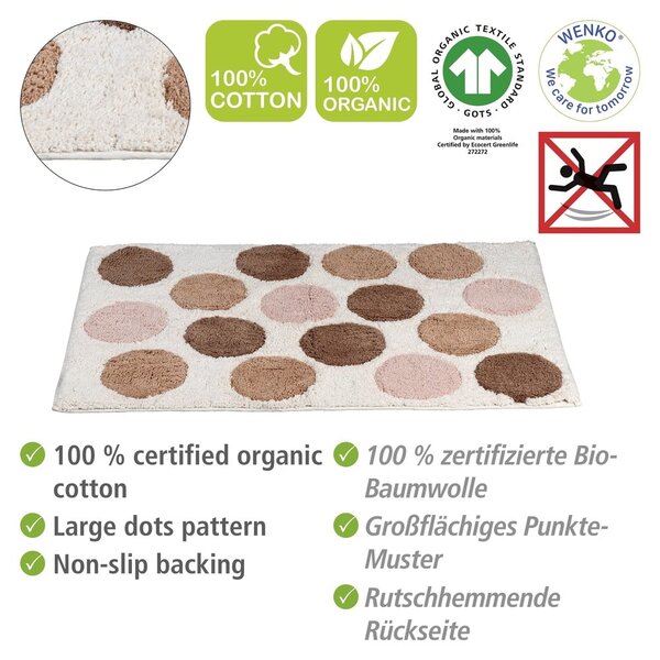 Tappetino per il bagno marrone/beige in cotone organico 60x90 cm Tibet – Wenko