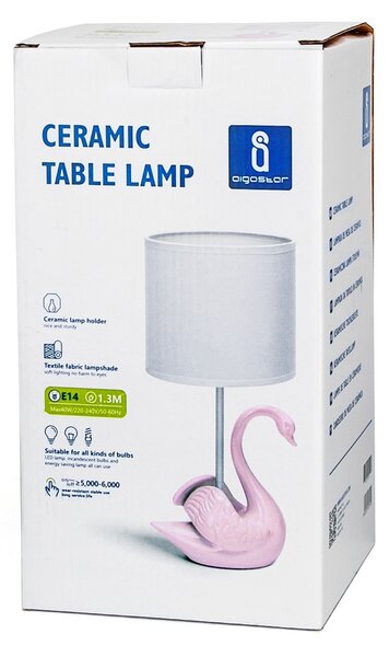 Abatjour Cigno lampada da tavolo Rosa e bianca E14 Aigostar