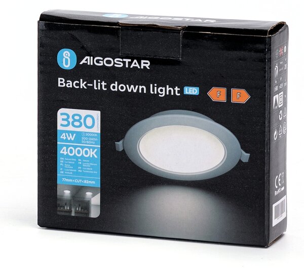 Faretto Led da incasso 4W Rotondo Cornice bianca Apertura 100 gradi Bianco neutro 4000K Aigostar