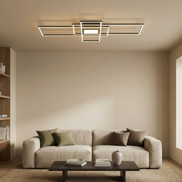 Trio Lighting Plafoniera a LED Irvine, dimmerabile, Nero, Soggiorno / Sala da pranzo, Metallo, Moderno, Plafoniera LED