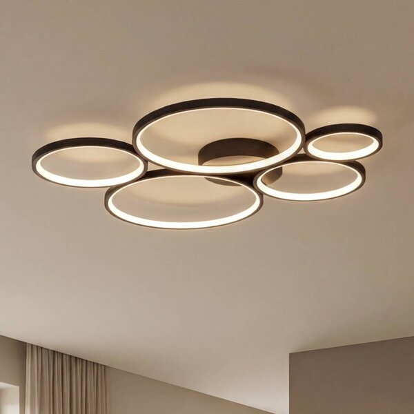 Trio Lighting Plafoniera a LED Rondo, dimmerabile, Nero, Soggiorno / Sala da pranzo, Metallo, Moderno, Plafoniera LED