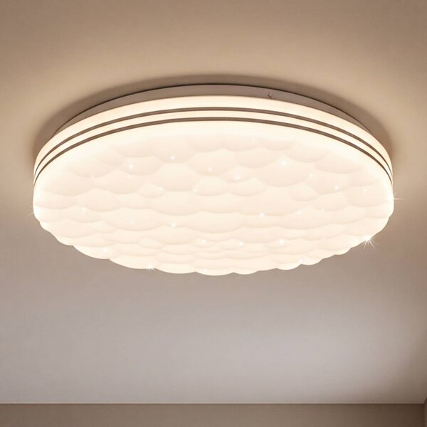 Reality Leuchten Plafoniera a LED Tiger, dimmerabile, Bianco / Opale, Soggiorno / Sala da pranzo, Plastica, Moderno, Plafoniera LED