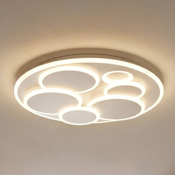 FISCHER & HONSEL Plafoniera a LED Dots, dimmerabile, Bianco / Opale, Soggiorno / Sala da pranzo, Metallo, Moderno, Plafoniera LED